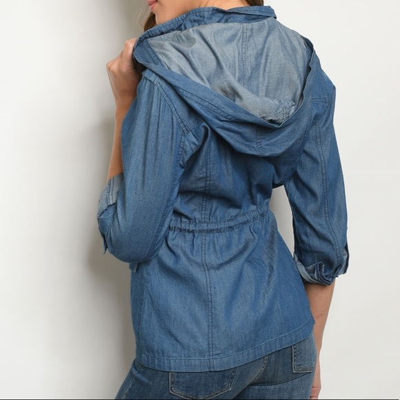 Brand New Boutique Cotton Denim Hooded Jacket - Picture 3 of 6